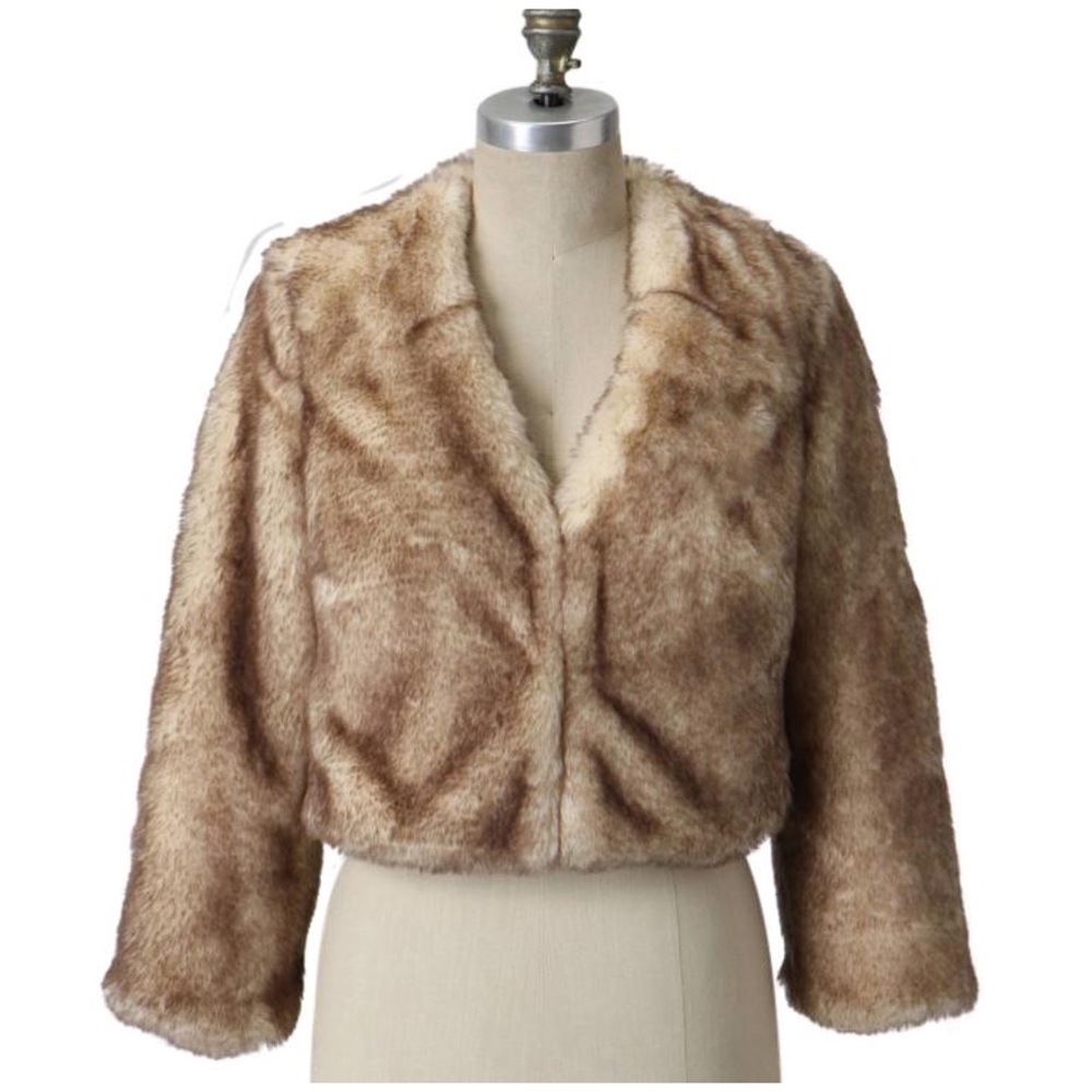Anthropologie Wassailing Faux Fur Jacket Idra 0 XS